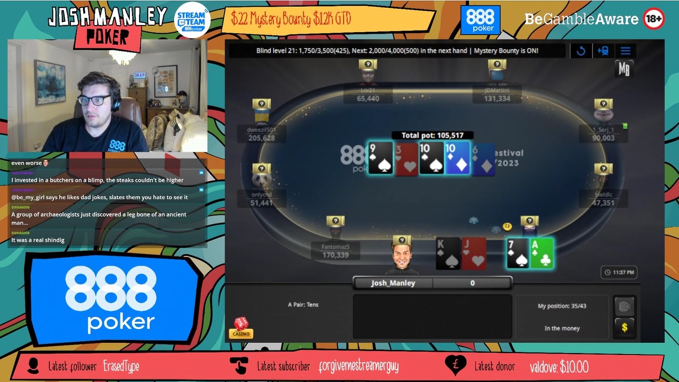 888poker StreamTeam member Josh Manley made the final table