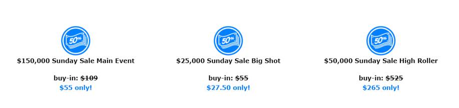 Sunday Sale Discounted Tourney Schedule